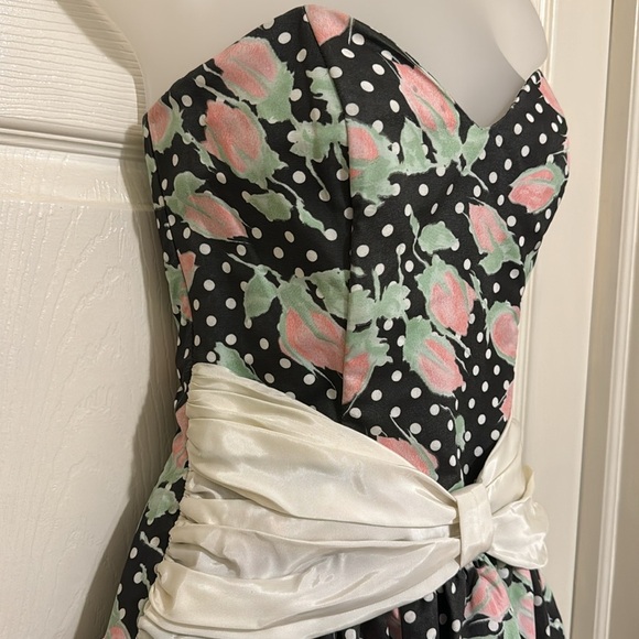Vintage 80’s Gunne Sax Jessica McClintock Strapless Rosebud Print Dress Size 7/8 - Picture 6 of 16